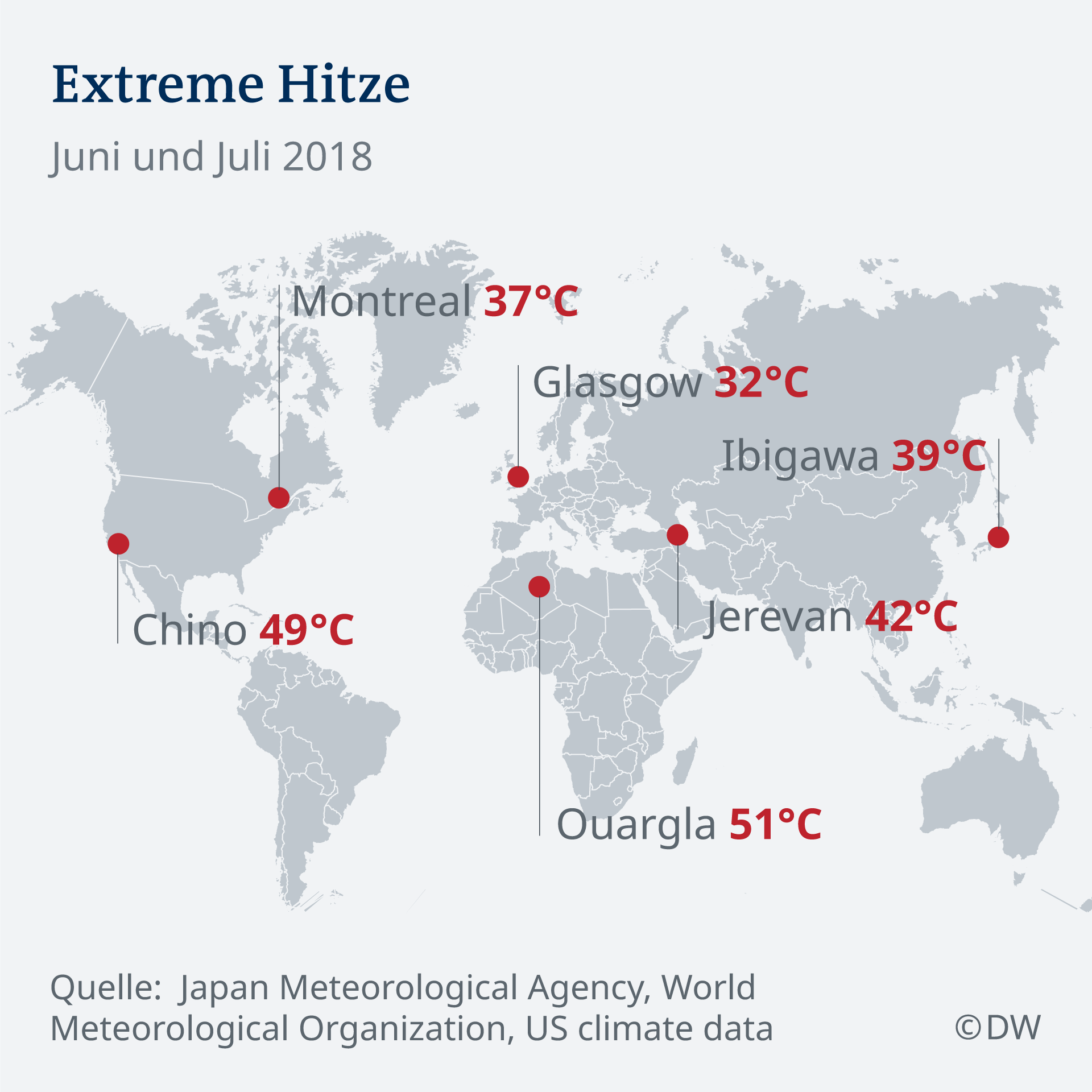 Infografik Karte Extreme Hitze DE