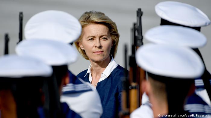 Ursula von der Leyen among navy personnel on parade