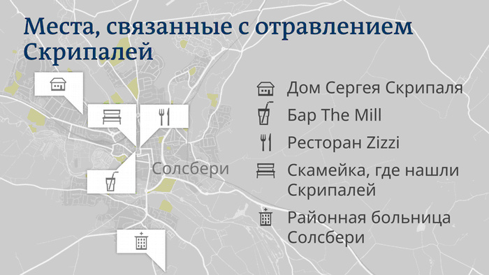 Инфокарта Места, связанные с отравлением Скрипалей