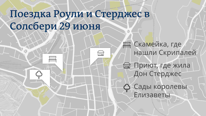 Инфокарта Поездка Роули и Cтерджес в Солсбери 29 июня