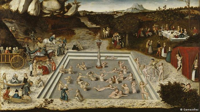 painting of a bath scene with a pool and women (Gemeinfrei, Lucas Cranach d.Ä.)