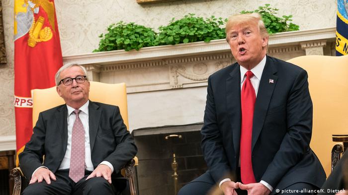 Sie machten den Flüssiggas-Deal im Juli 2018 in Washington perfekt: EU-Kommissionspräsident Jean-Claude Juncker (l.) und US-Präsident Donald Trump (Foto: picture-alliance/K. Dietsch)
