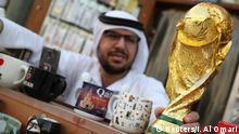 A mock-up of the World Cup is seen at a shop in Souk Waqif in Doha, Qatar July 13, 2018. Picture taken July 13, 2018. REUTERS/Ibraheem al Omari