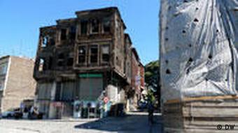A decaying wooden home in Istanbul's center