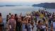 Tourists in Greece watch sunset Tourists in Greece watch sunset