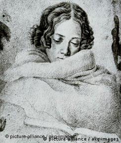 Bettina von Arnim, Porträt mit Wolldecke, Zeichnung von Ludwig Emil Grimm (Foto: picture-alliance / akg-images)