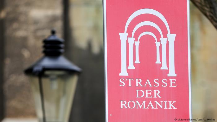Sign indicating Romanesque route