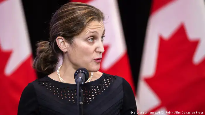 Kanadische Außenministerin Chrystia Freeland (picture alliance/AP/G. Robins/The Canadian Press)