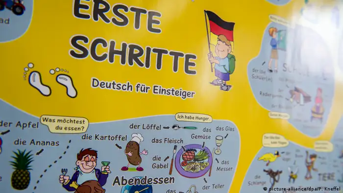 德国巴伐利亚州一所学校欢迎外来移民学生的海报