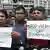 Dhaka -  Journalisten protestieren am Dienstag in Dhaka gegen  Angriffe