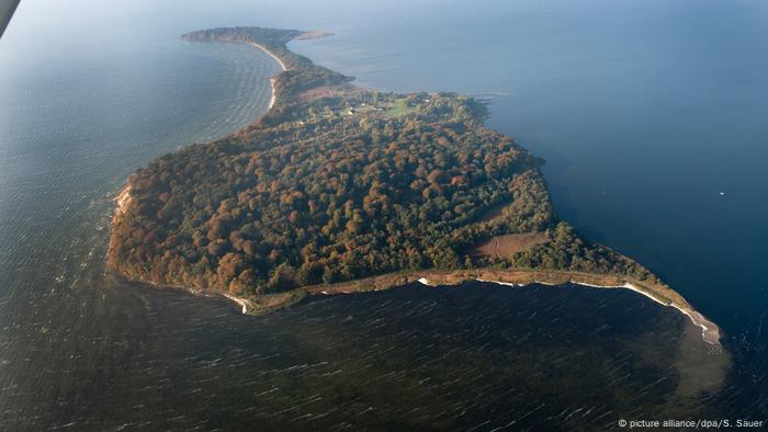 A forested island seen from the plane