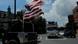 US flag flying from a jeep in Charlottesville US flag flying from a jeep in Charlottesville