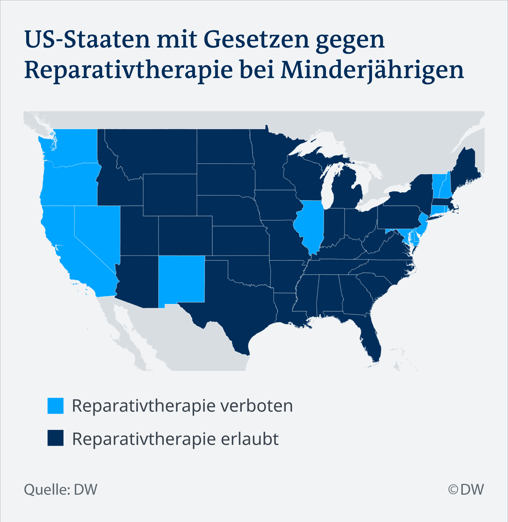 Infografik Karte USA Reparativtherapie DE