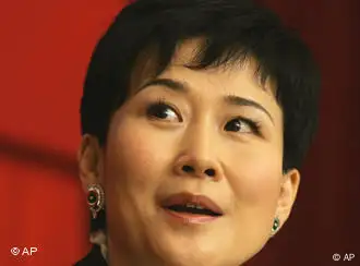 Li Xiaolin, the Vice Chairman and Chief Executive Officer of China Power speaks during the news conference of China Power International Development Limited Annual Results announcement in Hong Kong Friday, March 17, 2006. (AP Photo/Kin Cheung)