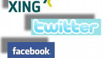 Logos der Online Communities Facebook Twitter und Xing