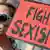 A German demonstrator holds a placard reading "FIGHT SEXISM". Archive photo from 2011, Hamburg demonstration.