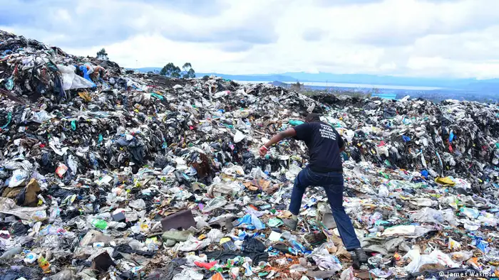 Mountain of plastic trash in Kenya