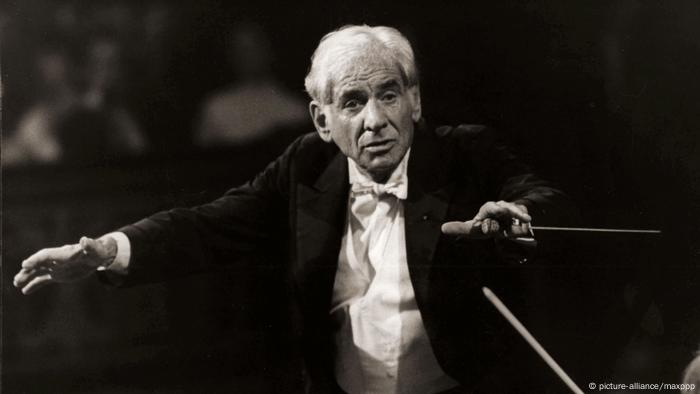 Conductor Leonard Bernstein in action.