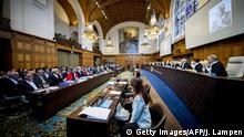 27.08.2018 +++ A remembrance for Kofi Annan, former Secretary-General of the United Nations who passed away on August 18, 2018 is displayed on a screen during the opening of case between Iran and the United States at the The International Court of Justice (ICJ) in the Hague, August 27, 2018. - Iran opened a lawsuit demanding the UN's top court order the suspension of renewed US sanctions which it says are devastating its economy. (Photo by Jerry Lampen / ANP / AFP) / Netherlands OUT (Photo credit should read JERRY LAMPEN/AFP/Getty Images)