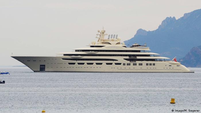 Luxury yacht Dilbar pictured in Bremen