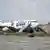 Boeing da Utair no leito do rio após sair da pista durante aterrissagem em Sochi