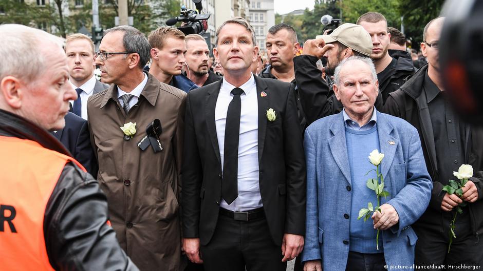 Bjorn Heke zajedno sa članovima antiislamskog i ksenofobičnog pokreta Pegida u Kemnicu 2018.