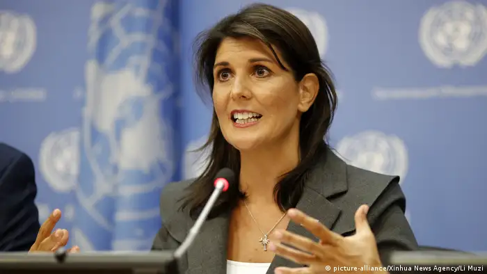 USA UN Nikki Haley in New York (picture-alliance/Xinhua News Agency/Li Muzi)