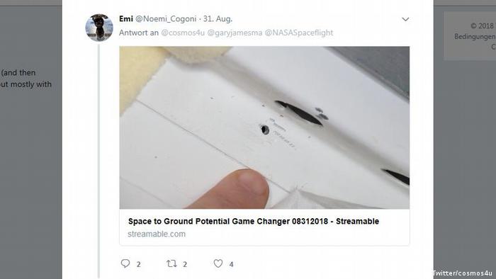 Screenshot Twitter | Loch in Raumstation ISS NASA