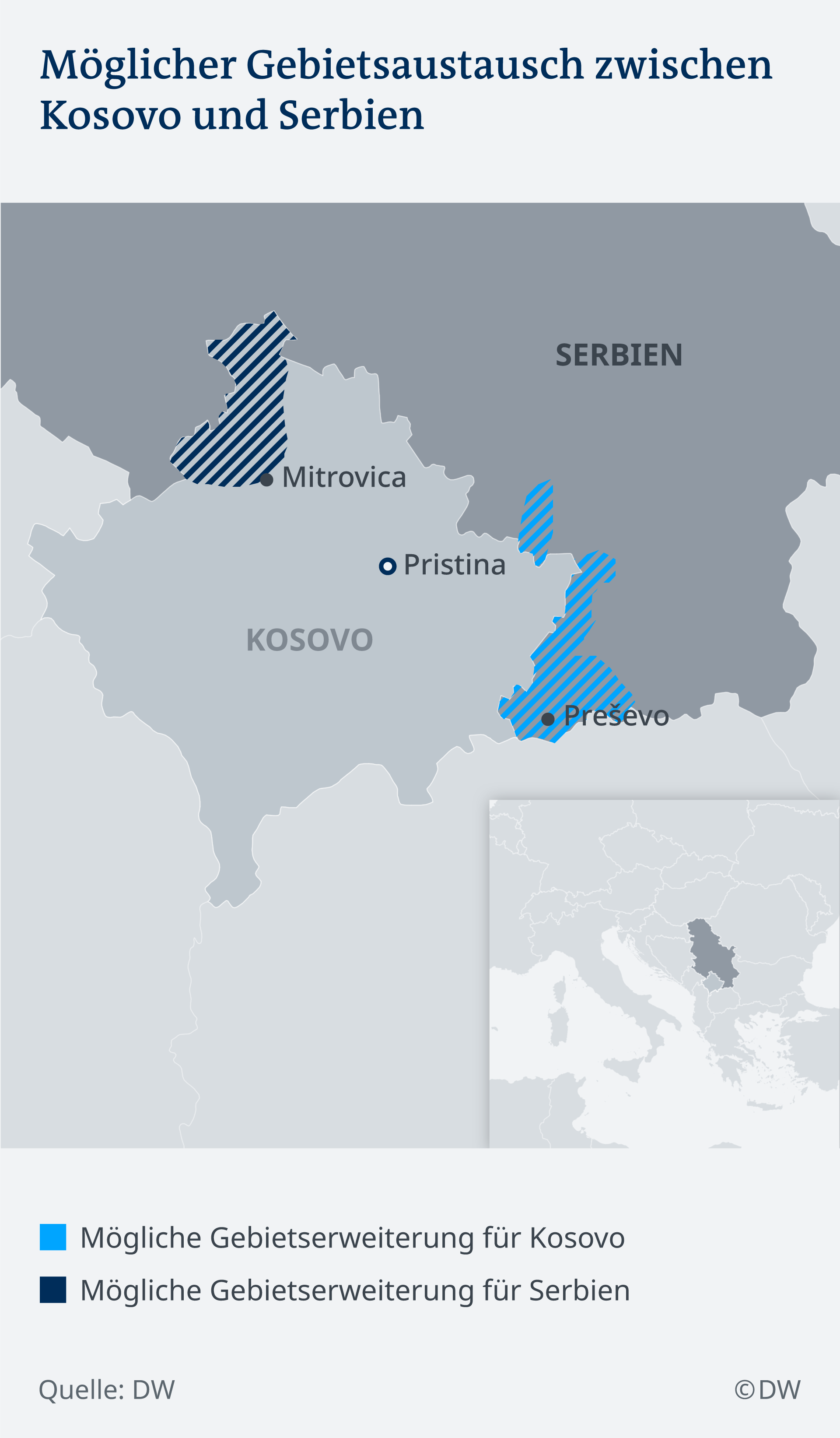 Infografik Kosovo Serbien Gebietsaustausch DE
