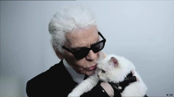 Lagerfeld and his white cat Choupette