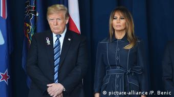 USA, Shanksville: Donald und Melania Trump während der Trauerminute
