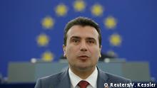 Macedonian Prime Minister Zoran Zaev addresses the European Parliament in Strasbourg, France, September 13, 2018. REUTERS/Vincent Kessler