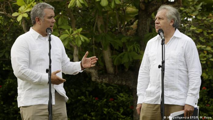 Kolumbien Präsident Ivan Duque und Luis Almagro (Imago/Agencia EFE/R. M. Rozo)
