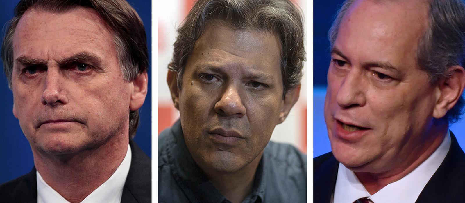 Jair Bolsonaro, Fernando Haddad e Ciro Gomes