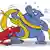 Карикатура - медведь, символизирующий "Единую Россию", борется со змеей и лягушкой, символизирующими ЛДПР и КПРФ соответственно.