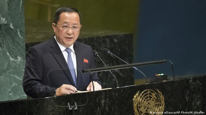 USA Ri Yong Ho Aussenminister von Nordkorea spricht vor der UN-Generalversammlung (picture-alliance/AP Photo/M. Altaffer)