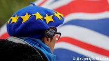 30.9.2018***
A man wears a beret designed to resemble the EU flag during an anti-Brexit demonstration on the first day of the Conservative Party Conference in Birmingham, Britain, September 30, 2018. REUTERS/Darren Staples
