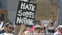 August 19, 2017 - Boston, Massachusetts, U.S - Bostonians march toward the Common against racial hatred and President Trump and a group of ''Free Speech'' demonstrators who they consider Nazis |