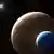 Ilustração do planeta Kepler-1625b e sua lua extrassolar