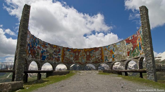 Former Soviet viewing platform in the Caucasus along the military road to Kazbegi.