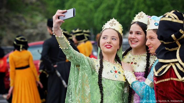 Young participants in the Ethnic Costume Day celebration in Tbilisi.