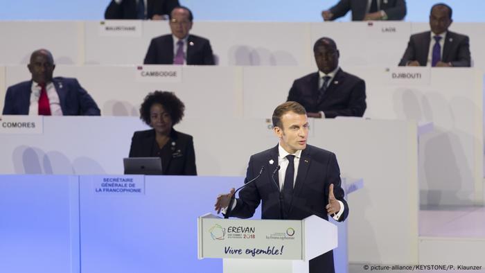 French President Emmanuel Macron speaking.