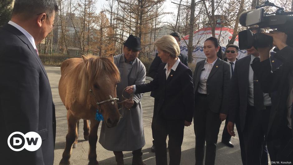 German defense minister names Mongolian horse on Asia tour – DW – 10/20 ...