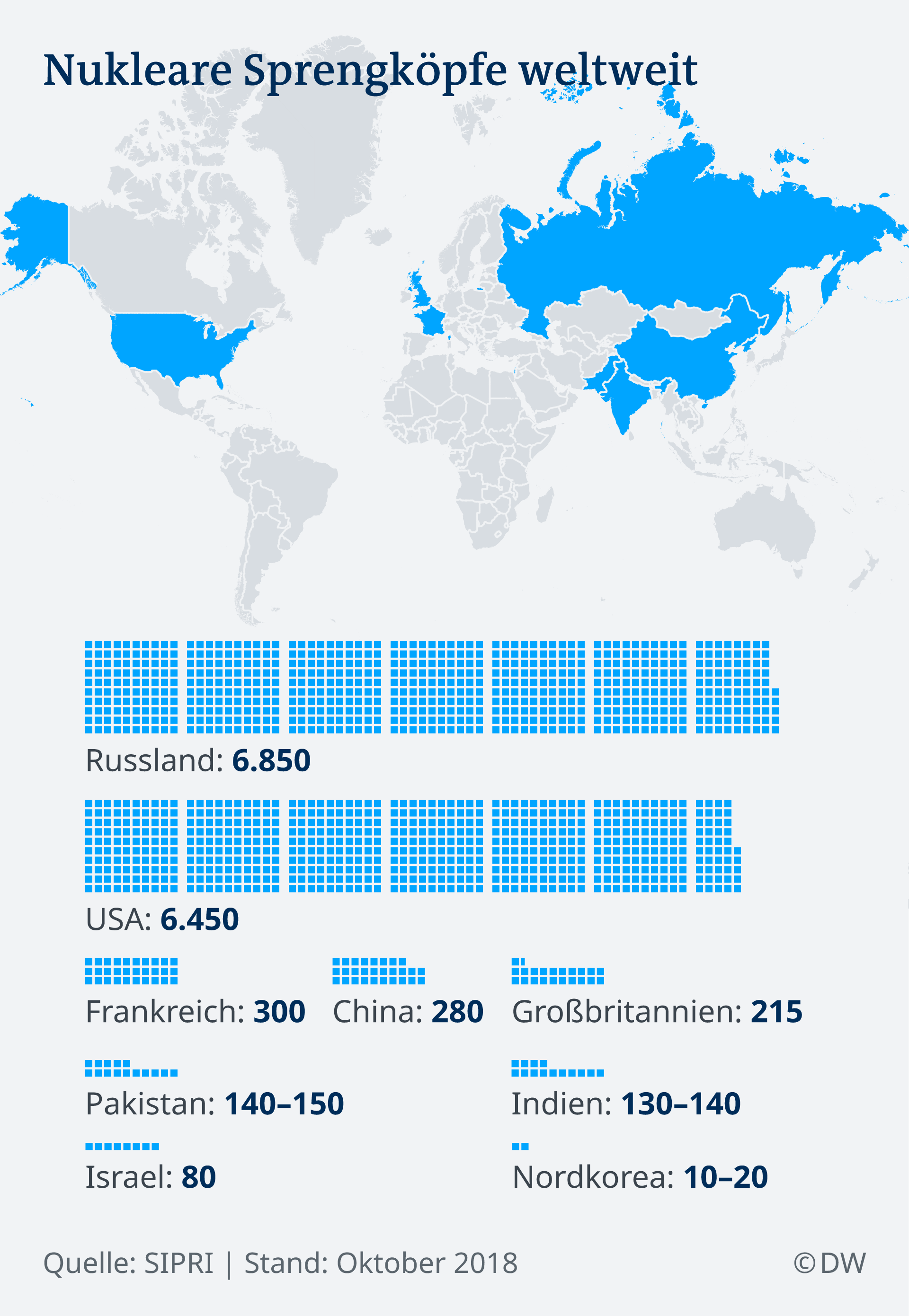 Infografik nukleare Sprengköpfe weltweit DE