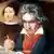 A collage of the 1819 portrait of Ludwig van Beethoven by Josef Stieker and and 1814 portrait of Elisabeth Roeckel