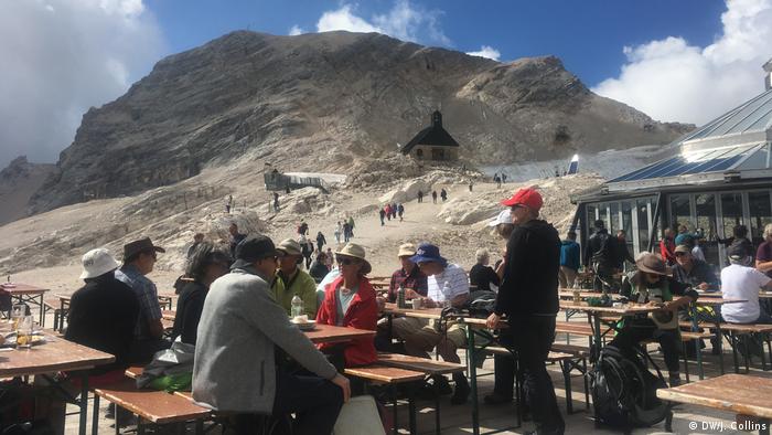 People having food and drinks on the Zugspitze