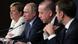 Russian President Vladimir Putin, Federal Chancellor of Germany Angela Merkel, President of Turkey Recep Tayyip Erdogan, second right, and President of France Emmanuel Macron, right, during a joint press conference on Syrian political settlement and socioeconomic restoration of Syria Russian President Vladimir Putin, Federal Chancellor of Germany Angela Merkel, President of Turkey Recep Tayyip Erdogan, second right, and President of France Emmanuel Macron, right, during a joint press conference on Syrian political settlement and socioeconomic restoration of Syria