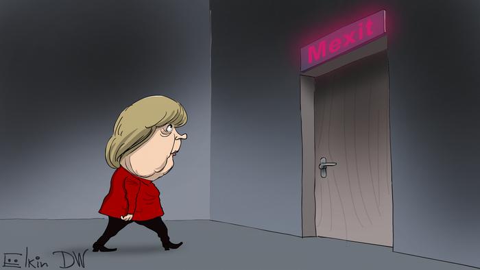 Карикатура Сергея Елкина об уходе Ангелы Меркель с руководства ХДС