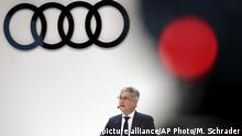 FILE - In this March 15, 2017 file photo Rupert Stadler, CEO of German car producer Audi, briefs the media with a red light of a TV camera in foreground during the annual press conference in Ingolstadt, Germany. German carmaker Volkswagen said Tuesday, Oct. 2, 2018 that suspended Audi CEO Rupert Stadler is leaving the company, more than three months after he was arrested as part of a probe into parent company Volkswagen’s manipulation of diesel emissions controls. (AP Photo/Matthias Schrader, file) |