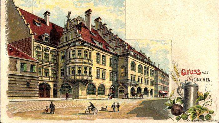 Hofbräuhaus in Munich on an old postcard